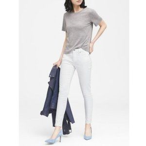 Banana Republic Premium Denim Skinny Ankle Stay White Jeans Stain Resistant